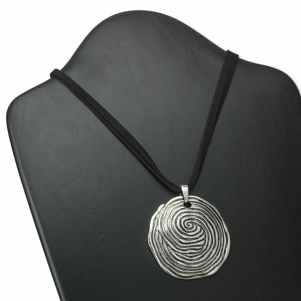 Avant Garde Carved Silver Medallion Statement Pendant Necklace